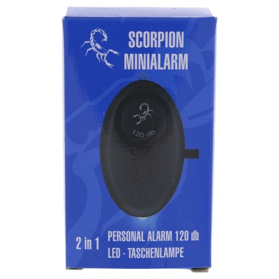 Scorpion Mini Personalalarm Minialarm Alarm 120 db LED Lampe Schlüsselanhänger 